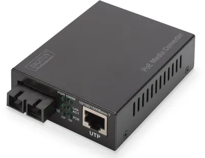 Produktbild von DIGITUS Konverter Gigabit PoE Singlem.Media RJ45/SC SM PSE