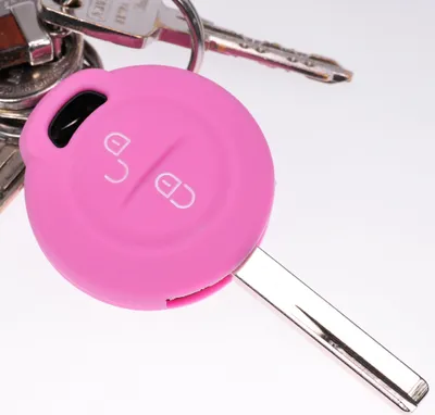 Produktbild von Auto Schlüssel Hülle Silikon Schutz Cover Rosa kompatibel mit Mitsubishi Colt VI Smart Forfour 454 2 Tasten Funk Fernbedienung