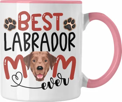 Produktbild von Trendation - Labrador Mom Besitzerin Tasse Geschenk Lustiger Spruch Geschenkidee Besitzerin Labrador Mama (Rosa)