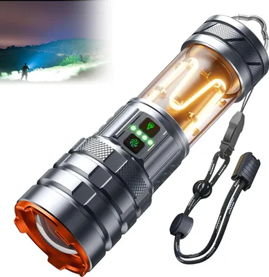 Produktbild von Ultrahelle Hochleistungs-Taschenlampe 90000 Lumen – 11 Lichtmodi, Wasserdicht für Camping & Notfälle