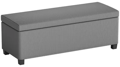 Produktbild von Aufbewahrungsbank mit Sitzkissen und Cordpolsterung | Farbe: Grau | Abmessungen: 112x42x40 cm