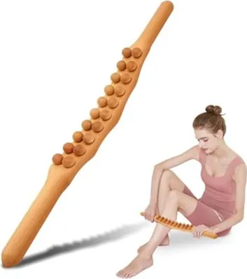Produktbild von Holz-Massagerolle, Guasha-Massagegerät, Körper, Gua-Sha-Stick, Muskelentspannung, 20 Perlen, Kratzmassagestab für Rücken, Bauch, Schulter