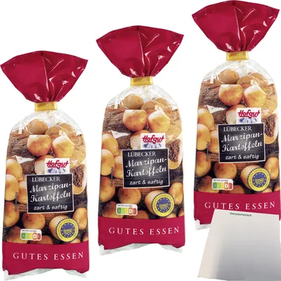 Produktbild von Hofgut Marzipankartoffeln 3er Pack (3x250g Beutel) + usy Block