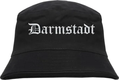 Produktbild von Darmstadt Fischerhut - Altdeutsch - bestickt -  Bucket Hat Anglerhut Hut Schwarz S/M