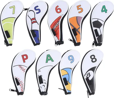 Immagine prodotto di 9pcs Golf Iron Head Cover Cover Digital Zip Sports Pattern ProtectivePoliuretanoWaterproof