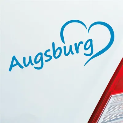 Produktbild von Auto Aufkleber Augsburg Herz Stadt City Liebe Love Heart 19x8 cm Hellblau Sticker Heckscheibenaufkleber
