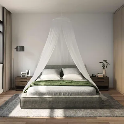 Obrázek produktu pro Moskytiéra na postel 3 pcs 156 mesh Bílá ⌀56 x 220 cm Polyester