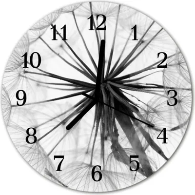 Produktbild von Glasuhr Wanduhr Küchenuhr Echt-Glas 30fi cm Pusteblume schwarz-weiß