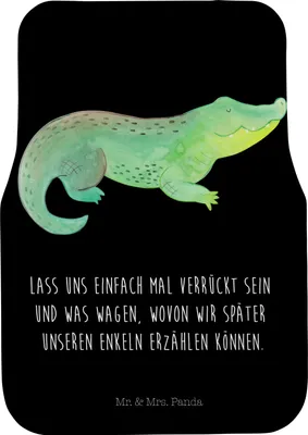 Produktbild von Mr. & Mrs. Panda Fußmatte Auto Krokodil - Schwarz - Geschenk, Abenteuerlust, Meer, Freundin, Teppich, Krokodile, Lieblingsmensch, Beste, Auto-Fußmatte, Automatte, Fürs