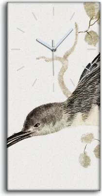 Produktbild von Wanduhr Uhr Wandbild Leinwand Geräuschlos 30x60 Zeichnung Tier Vogel Zweig Kunst - weiße Hände