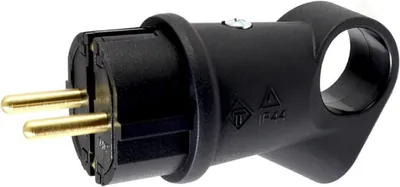 Produktbild von Gummi-Schuko-Stecker, Schukostecker 220V, IP44 schwarz