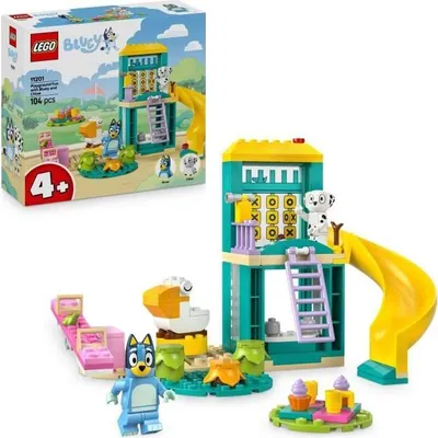 Produktbild von LEGO Bluey und Chloé auf dem Spielplatz, Bauset für Kinder ab 4 Jahren, Tiere