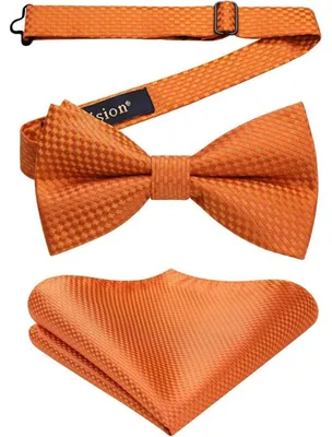 Produktbild von Herren Fliege mit Einstecktuch Set Orange Vorgebunden Polyester Geschenkbox
