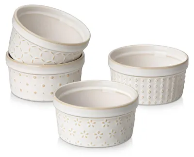 Zdjęcie produktu dla MALACASA Zestaw 4 sztuk foremek do creme brûlée, ramekinów lub sufletów, pojemność 180 ml
