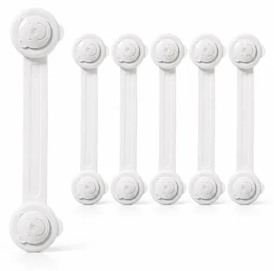 Produktbild von Kindersicherheits‑Schloss, 6 Stück Schrank‑Schutzschlösser, flexibel Klebeschloss ohne Bohren für Schublade, Kühlschrank, Schranktüren, Weiß