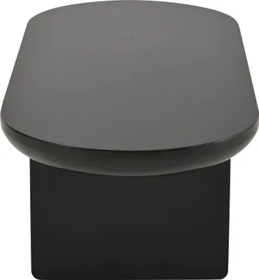 Produktbild von Merax Couchtisch oval 119,7cm aus MDF mit Sprühlack, Sofatisch modernes Design mit Blockbeine, pflegeleicht und stabil, ideal für kleine Wohnungen, schwarz
