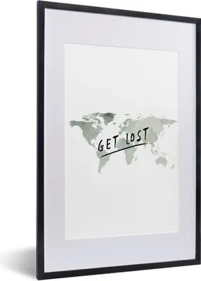 Produktbild von MuchoWow® Gerahmtes Poster Weltkarte - Zitate - Aquarell 40x60 cm - Poster mit Schwarzem Bilderrahmen Wandposter Rahmen Foto Bilder - Poster in Rahmen