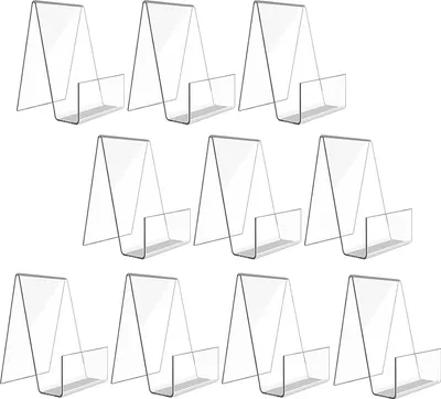 Produktbild von 10 transparente Acryl-Buchstützen, Tragkraft 160 N/15 kg, Abmessungen 75 × 90 × 105 mm
