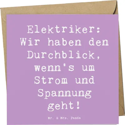 Produktbild von Mr. & Mrs. Panda Grußkarte Spruch Elektriker Durchblick - Lavendeltraum - Geschenk, faltkarte, Elektrotechnik, Schaltkreise, Glückwunschkarte, Berufspassion, Beruf, Humor