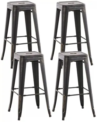Produktbild von In And OutdoorMatch Rustikaler Barhocker Christ - Rustikales Schwarz - Industriedesign - Rückenlehne - Für Küche und Bar - Sitzfläche aus Metall