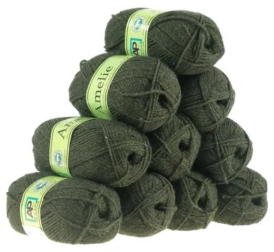 10 x 50g Pflegeleichtes Strickgarn AMELIE, dunkelgrün