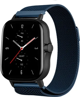 Produktbild von Strap-it Milanese Armband - Kompatibel mit Amazfit GTS 2 Armband Ersatzarmband Edelstahl - Armband mit Magnetverschluss - Hochwertiges Material - für Smartwatch 20mm Armband Blau