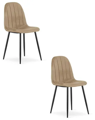 Produktbild von 2er-Set Stühle Padva aus Taupe-Samt und schwarzem Metall