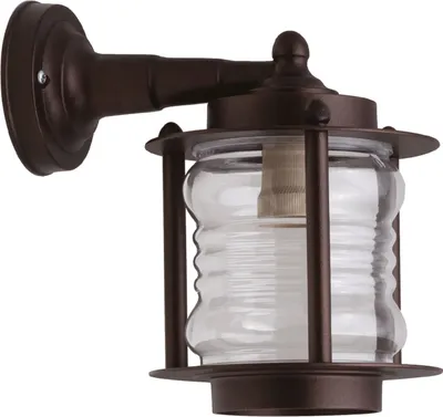 Produktbild von Außenwandleuchte Echt-Messing Glas E27 IP23 H: 24 cm Rostbraun Antik Maritim Außenleuchte Wand