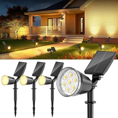 4er-Set Solar-Tuinspots, 7 LEDs, 3000 K, warmweiß, IP65