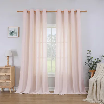 Leinen-Vorhang mit Ösen, 260x140 cm, 2er-Set, Altrosa
