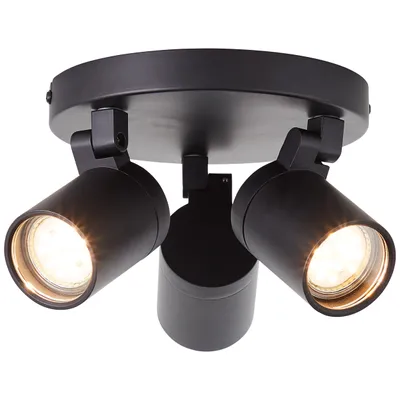 Produktbild von BRILLIANT schwarzes Spotrondell ALESSIA | 14 cm Höhe, Ø 18 cm | 3 x GU10 max. 5 W | IP44 | schwenkbar | Metall/Glas