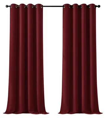 Produktbild von Deconovo Vorhang Blickdicht mit Ösen Übergardinen Thermovorhang Rot – Größe H200 x B140 cm (2er Pack)
