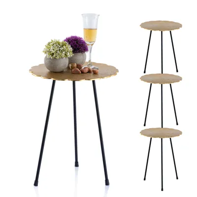 Immagine prodotto di Set di tavolini 4 pezzi tavolo decorativo in metallo ø 35 cm rotondo alluminio oro