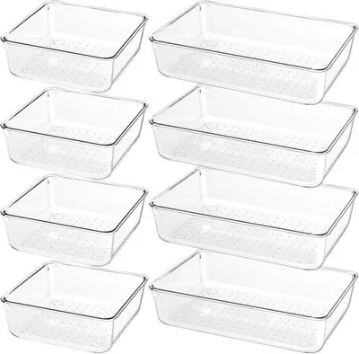 Image de Organiseurs de tiroir transparents - 8 pièces - 23 cm - Système de rangement pour produits de beauté