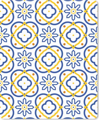Produktbild von MuchoWow® Mauspad Mousepad Blume - Blau - Gelb - Kacheln - Muster 30x40 cm - Mousepads - Maus Mat - Pad - Mausunterlage - Mausmatten