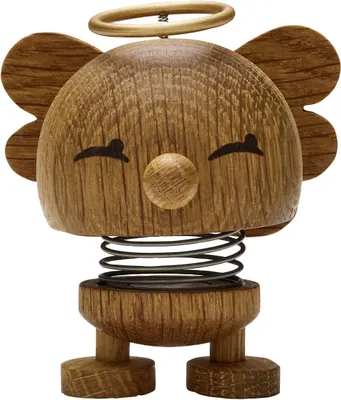 Productafbeelding van Angel bimble beeldje - Eikenhout - Engel beeldje & houten Kerstmis decoratie - Leuk kerst cadeau idee voor mannen