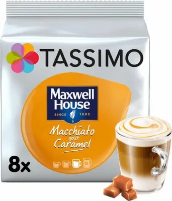 Produktbild von Tassimo Maxwell House Latte Macchiato Karamell 16 T-Discs 8 Portionen