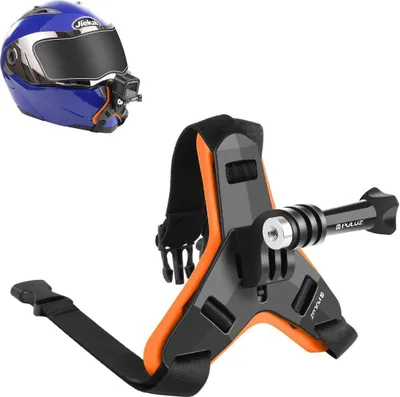 Produktbild von Motorradhelm Kinnriemenhalterung für GoPro, DJI Osmo Action und andere Action-Kameras, Farbe:Orange