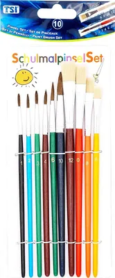 Produktbild von TSI Schulmalpinsel Haar+Borstenpinsel farbiger Stil 10er Set