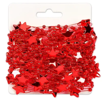 Image de Collier de perles, guirlande d'étoiles rouges de 20 mètres pour sapin de Noël