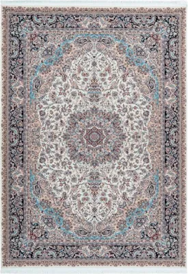 Produktbild von Casa Padrino Luxus Kunstfaser Teppich mit Fransen Elfenbeinfarben / Mehrfarbig - Verschiedene Größen - Rechteckiger Wohnzimmer Teppich im Orientalischen Stil