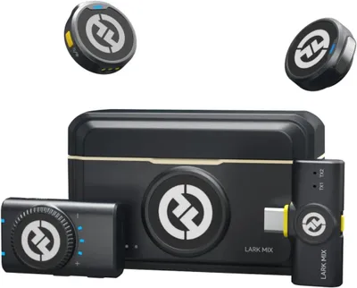Produktbild von Hollyland Lark M2 Mini Combo (glänzende Charcoal, Kamera Rx + USB-C Rx) Kabelloses Mikrofon – 48 kHz/24-Bit, ENC, 300 m