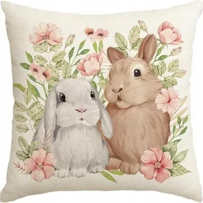 Immagine prodotto di ECARLA Federa per cuscino primaverile 45x45 cm Motivo coniglietto POD223