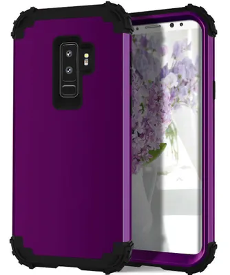 Obrázek produktu pro Galaxy S9 Plus Pouzdro, 3 v 1 Hybridní Pevný PC TPU Silikon, Odolné proti nárazům Ochranné pouzdro pro Samsung Galaxy S9 Plus Fialová