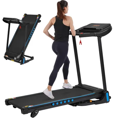 Produktbild von Merax Laufband Klappbar 3,0 PS, 14 km/h, 6% Steigung, Bluetooth & USB, Herzfrequenzmonitor, 140KG Belastung, LED Anzeige, 110x40cm Lauffläche