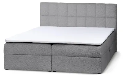 Image de Lit avec sommier tapissier et espace de rangement, modèle Bazy, couleur gris anthracite, dimensions 160 x 200 cm