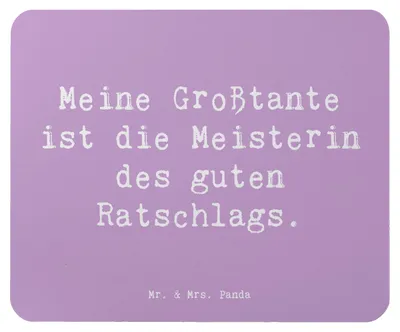 Produktbild von Mr. & Mrs. Panda Mauspad Spruch Großtante Ratschlag - Lavendeltraum - Geschenk, computer mousepad, Familienratgeber, pc, Familienmitglied, Lebenserfahrung, Familie