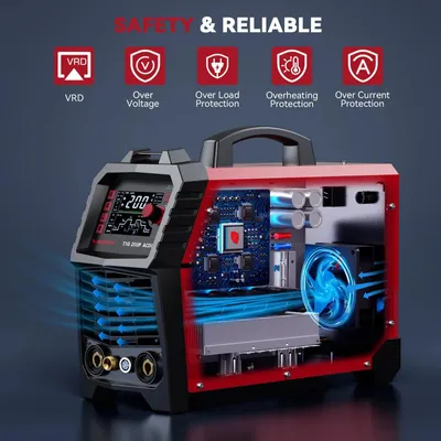 Produktbild von Multifunktions Schweißgerät - TIG200PACDC TIG AC/DC Inverter 200A 220V - 7-in-1 TIG/MMA/Pulse - Aluminiumschweißen - Quadrat-/Dreieckwelle - EU-Stecker