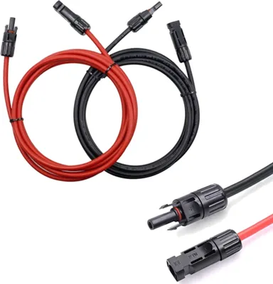 Produktbild von TRANGO 2er Set je 1 m in Rot & Schwarz Verlängerung Solarkabel 6mm² Solarpanel Verbindungskabel Solarstecker, Spannung 1500V IP68 Wasserdicht Solarmodul Verlängerungskabel