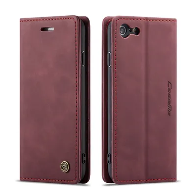 Immagine prodotto di custodia per iPhone 6s, custodia retrò in Finto cuoio, tasche per carte, chiusura magnetica, custodia con funzione stand per iPhone 6 / 6s rosso